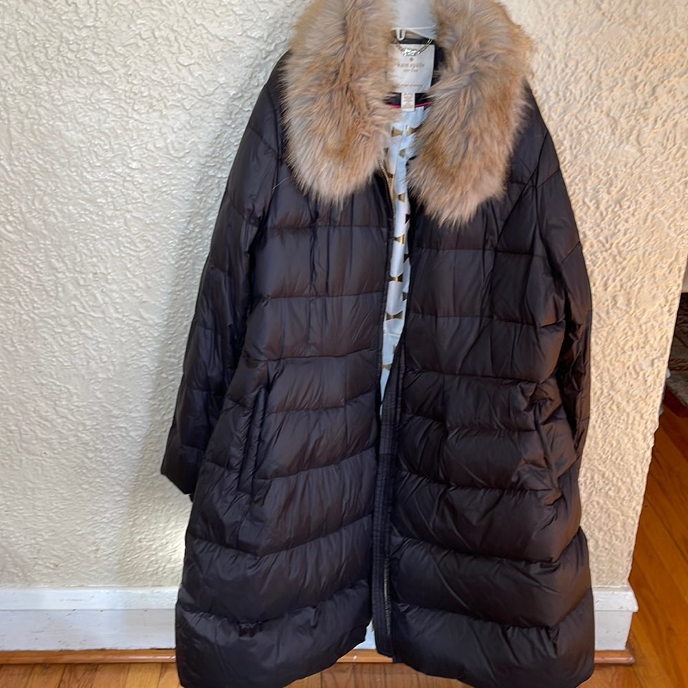 Womens Kate Spade coat with fur hood size XL